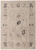 Hand Knotted Oushak Wool Rug | Neutral Beige Tribal Abstract Area Rug
