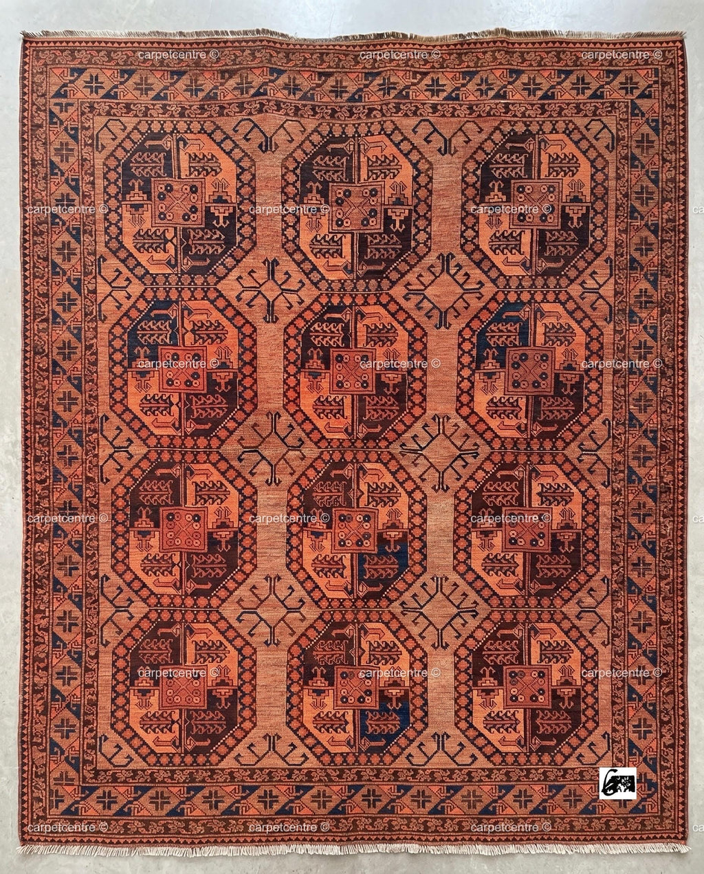 Hand Knotted Oushak Rug, Tribal Geometric Wool Area Rug