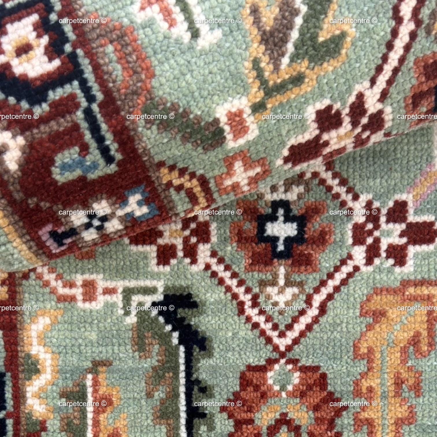 Hand Knotted Oushak Runner Rug, Sage Green New Zealand Wool, Custom Entryway Hallway Rug