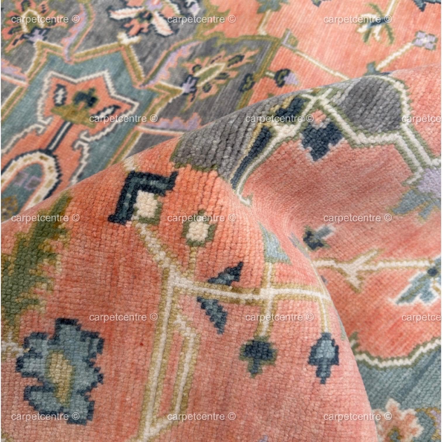 8x10 Coral Oushak Rug, Hand Knotted Wool Rug, Turkish Knot Area Rug, Vintage Turkish Rug, New Zealand Wool Rug, Handmade Custom Size Rug