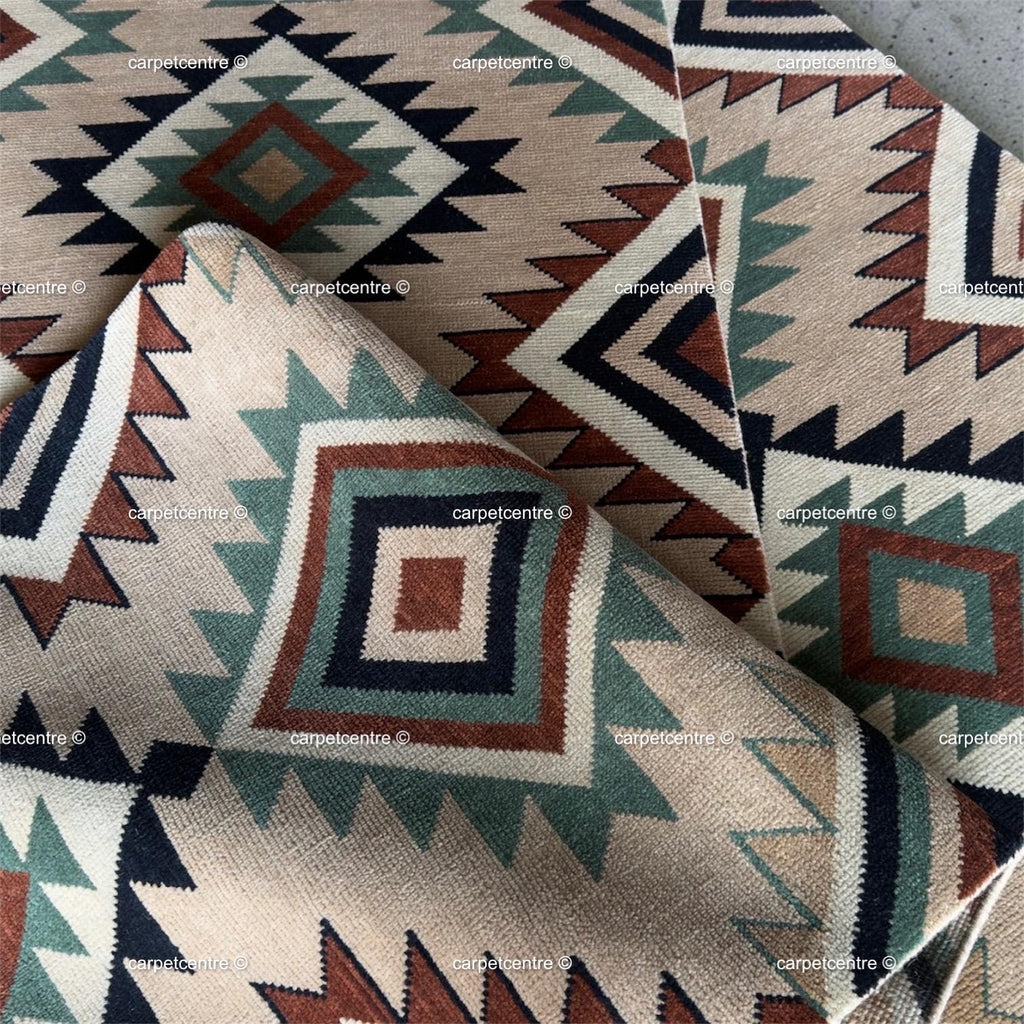 Southwestern Geometric Oushak Runner Rug | Earth Tone Tribal Hallway Carpet