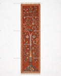 Tree of Life Runner Rug: Rust Orange Colorful Carpet Handmade Wool Area Rug