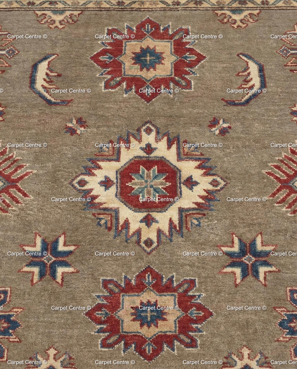 Taupe Oushak Rug, Hand Knotted Wool, Geometric Medallion