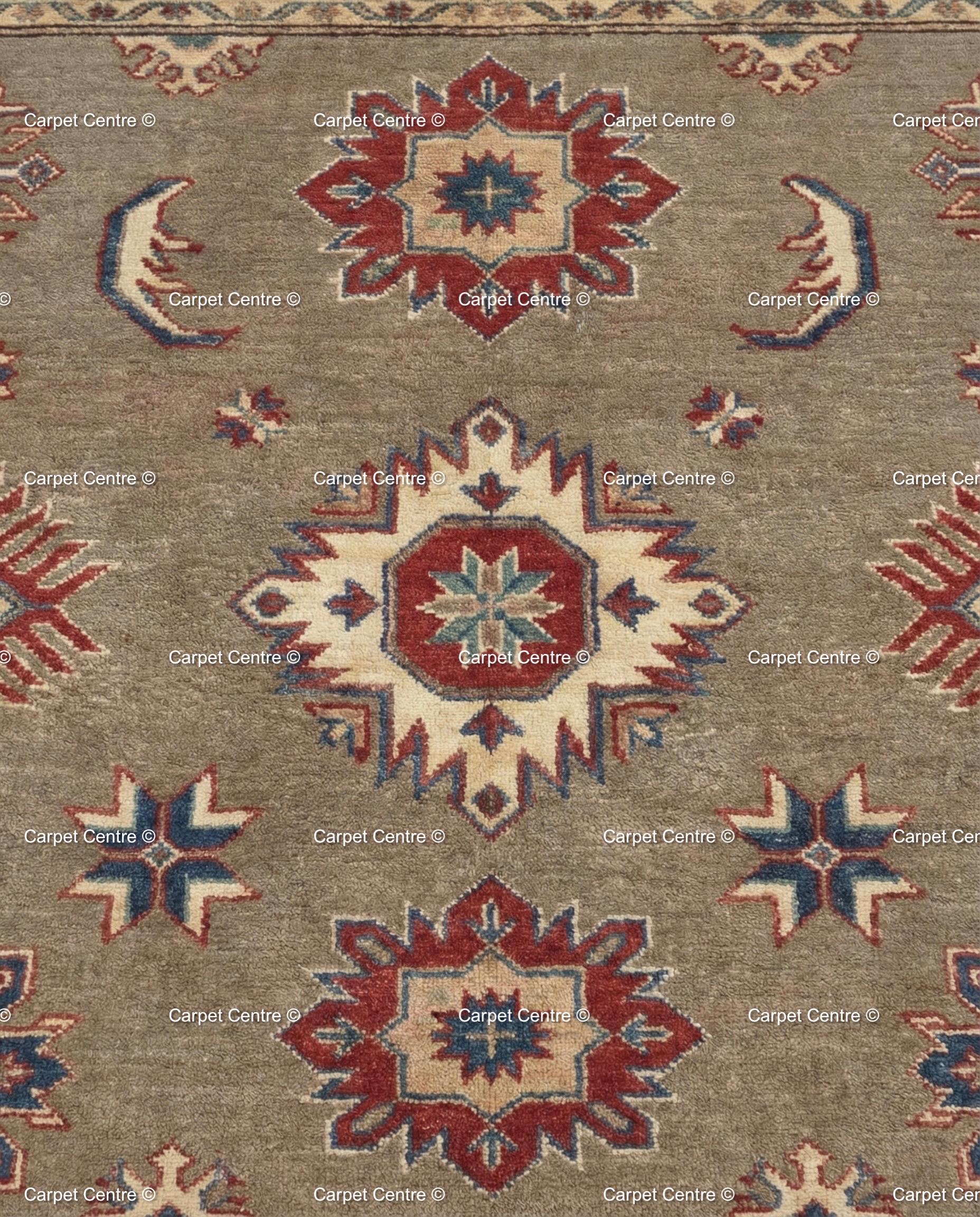 Taupe Oushak Rug, Hand Knotted Wool, Geometric Medallion