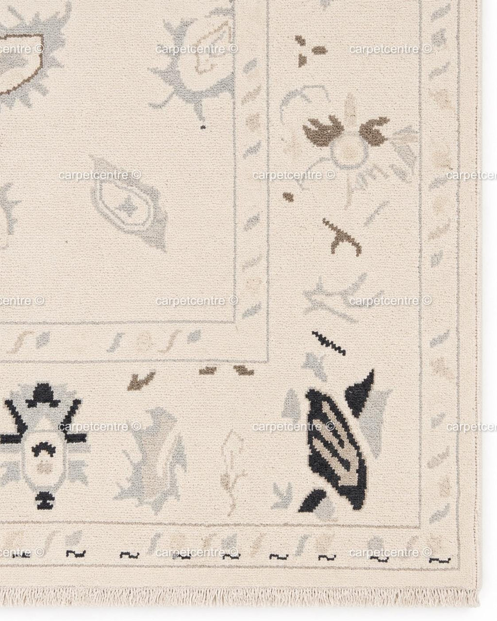 Neutral Oushak Rug | Hand-Knotted Wool Geometric Turkish Area Rug, Boho Decor