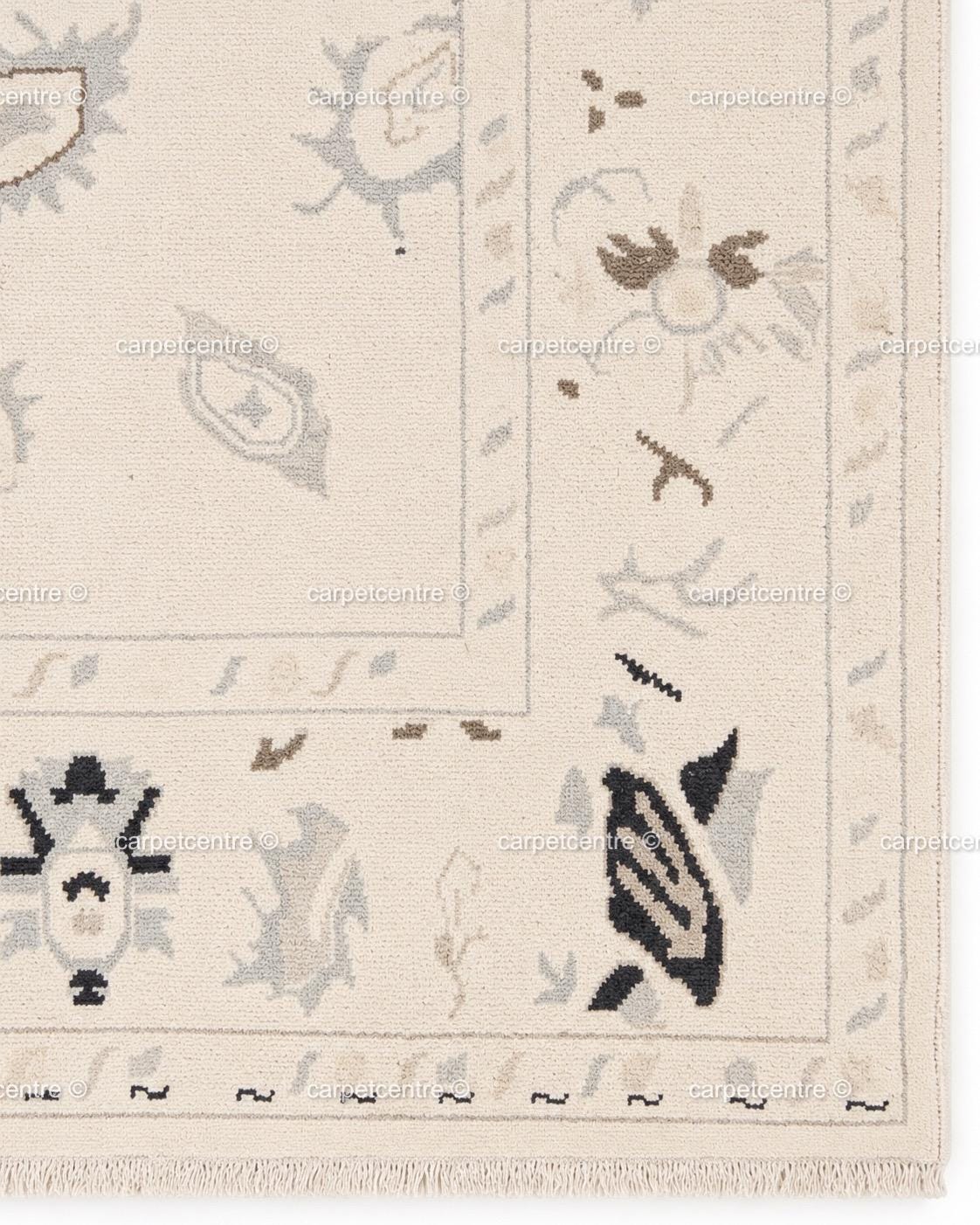 Neutral Oushak Rug | Hand-Knotted Wool Geometric Turkish Area Rug, Boho Decor