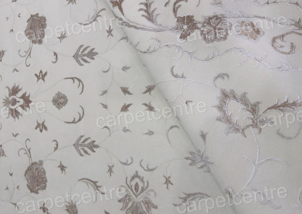Vintage Floral Wool Area Rug: Handwoven Art Silk 9x6