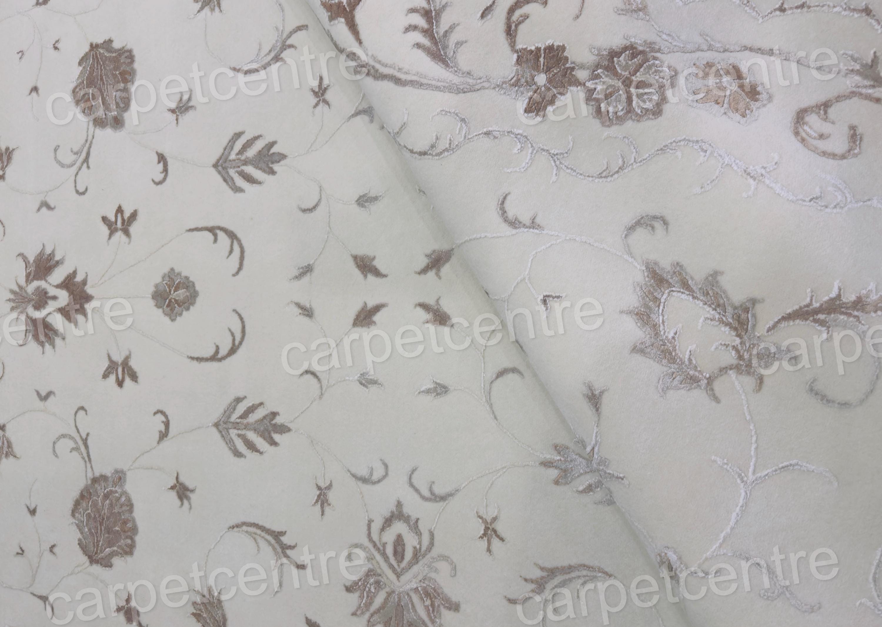 Vintage Floral Wool Area Rug: Handwoven Art Silk 9x6