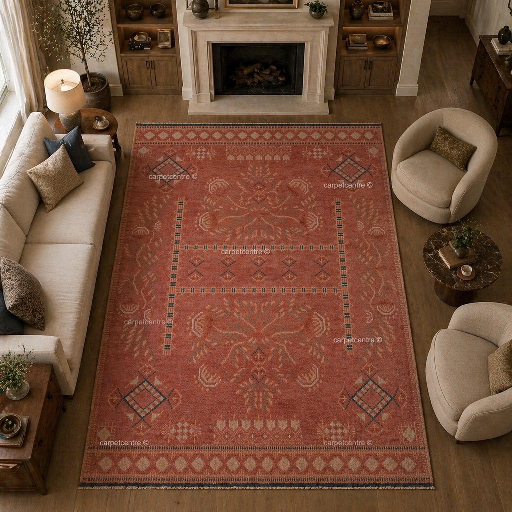 Hand Knotted Oushak Wool Rug , Distressed Pink Turkish Anatolian 8x10 9x12 Area Rug