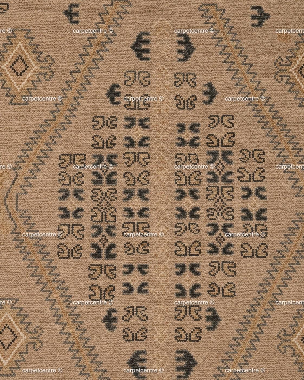 Hand Knotted Oushak Wool Rug, Tribal Geometric Earth Tone Southwestern Decor