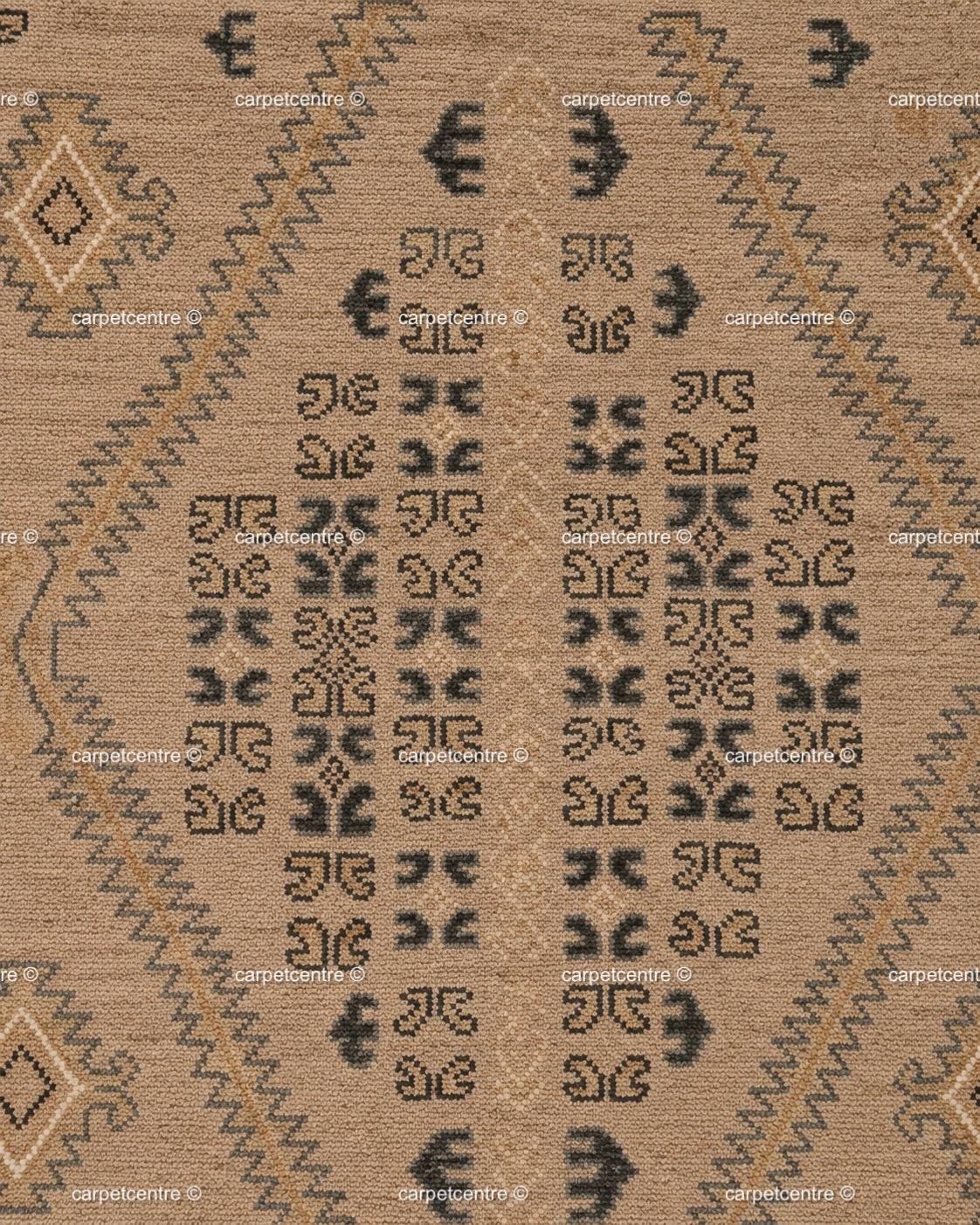 Hand Knotted Oushak Wool Rug, Tribal Geometric Earth Tone Southwestern Decor