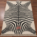 Hand-Knotted Wool Zebra Print Rug, Modern Statement Rug