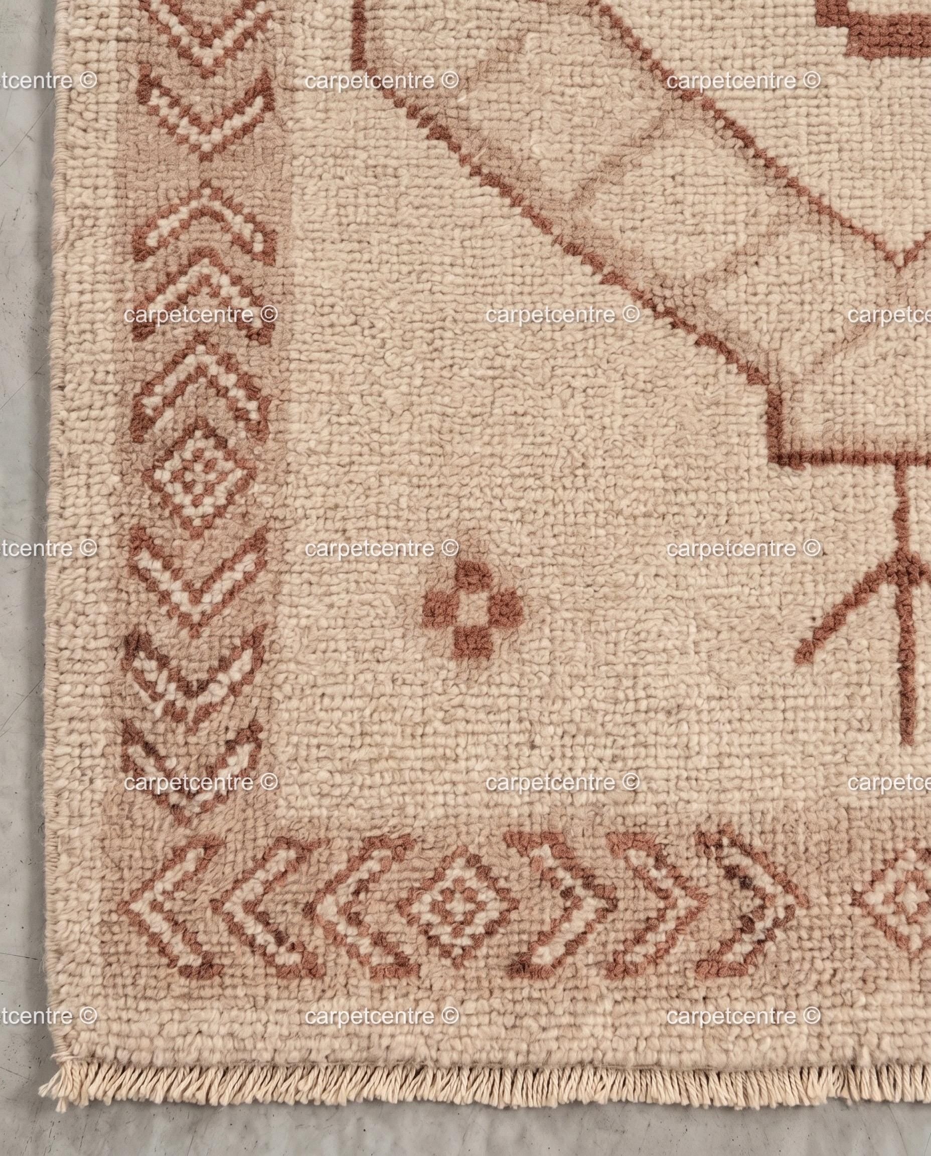 Hand-Knotted Wool Oushak Runner Rug, Geometric Medallion Hallway Carpet 3x10