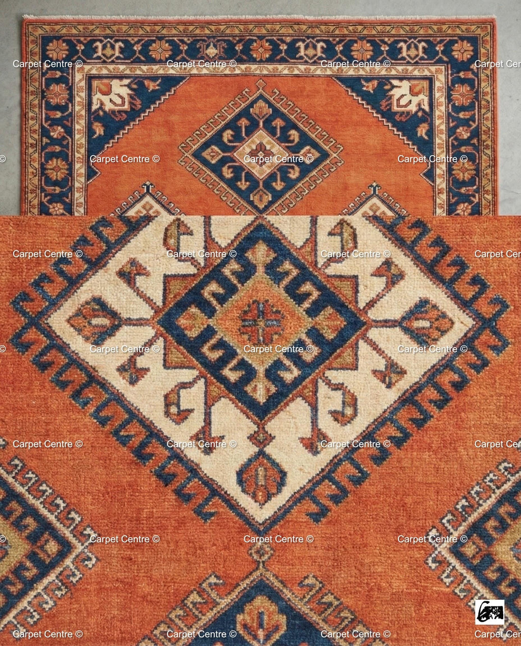 Terracotta Oushak Wool Rug, Hand Knotted Turkish Carpet