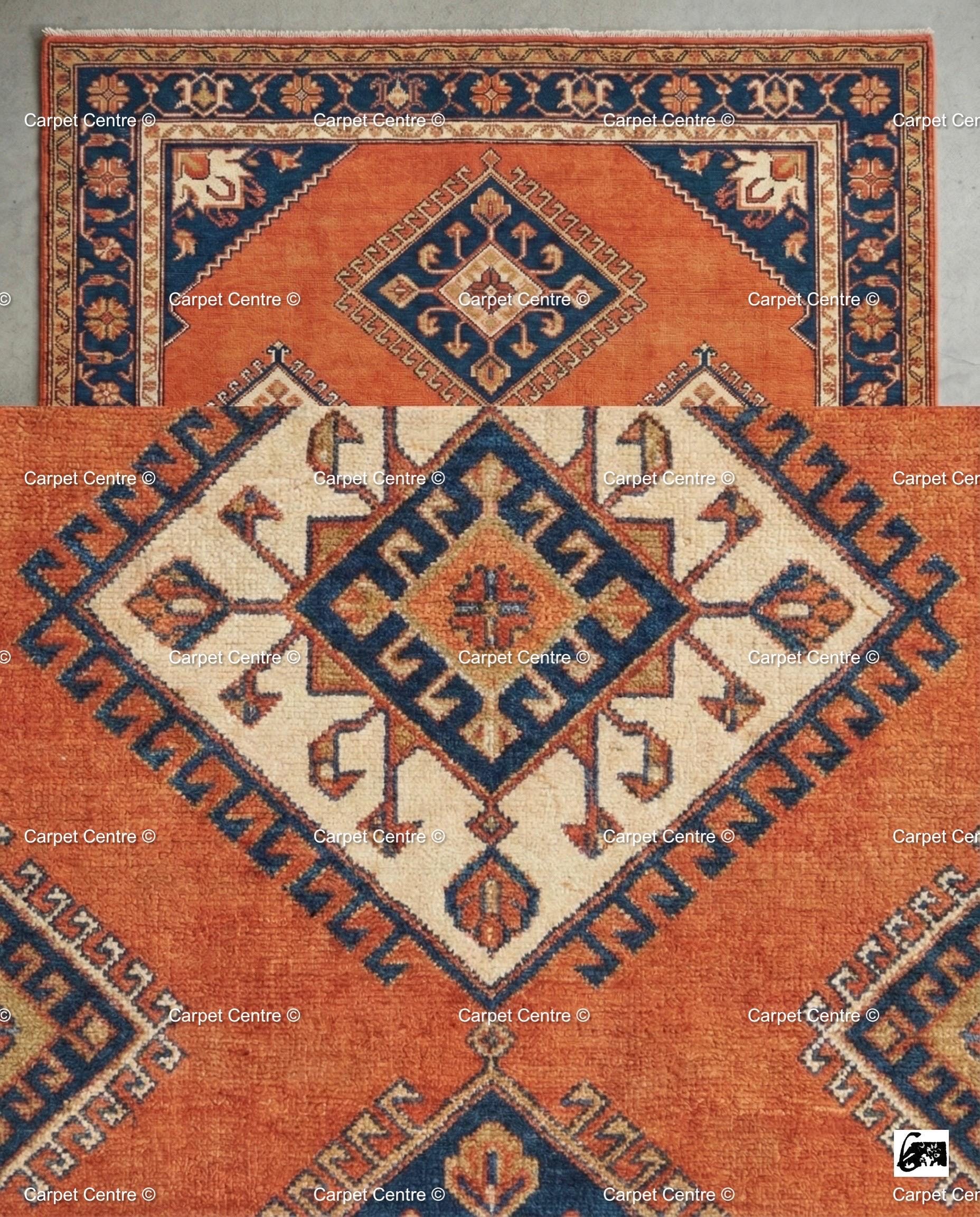 Terracotta Oushak Wool Rug, Hand Knotted Turkish Carpet