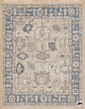 Muted Blue Beige Oushak Rug | Hand Knotted Wool Turkish Area Rug