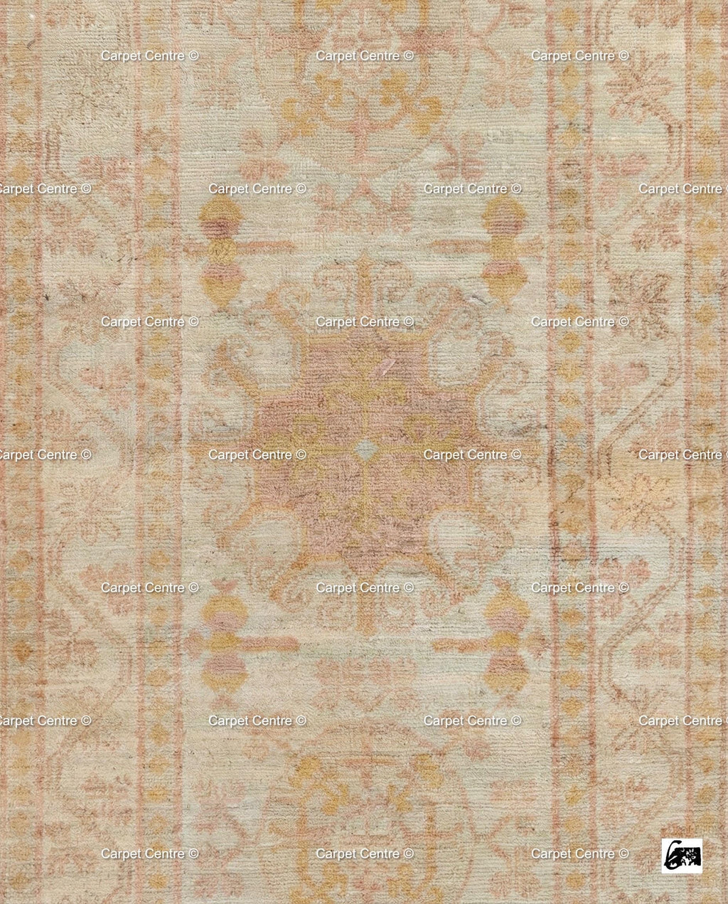 Custom Hand-Knotted Oushak Wool Runner Rug, Pink & Beige, 4x7 Foot ( Without Fringe )