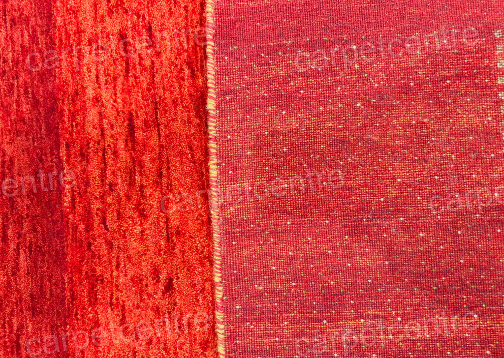 Hand-Knotted Lincoln Wool Rug: Red Gabbeh Style, 7'11" x 5'6"