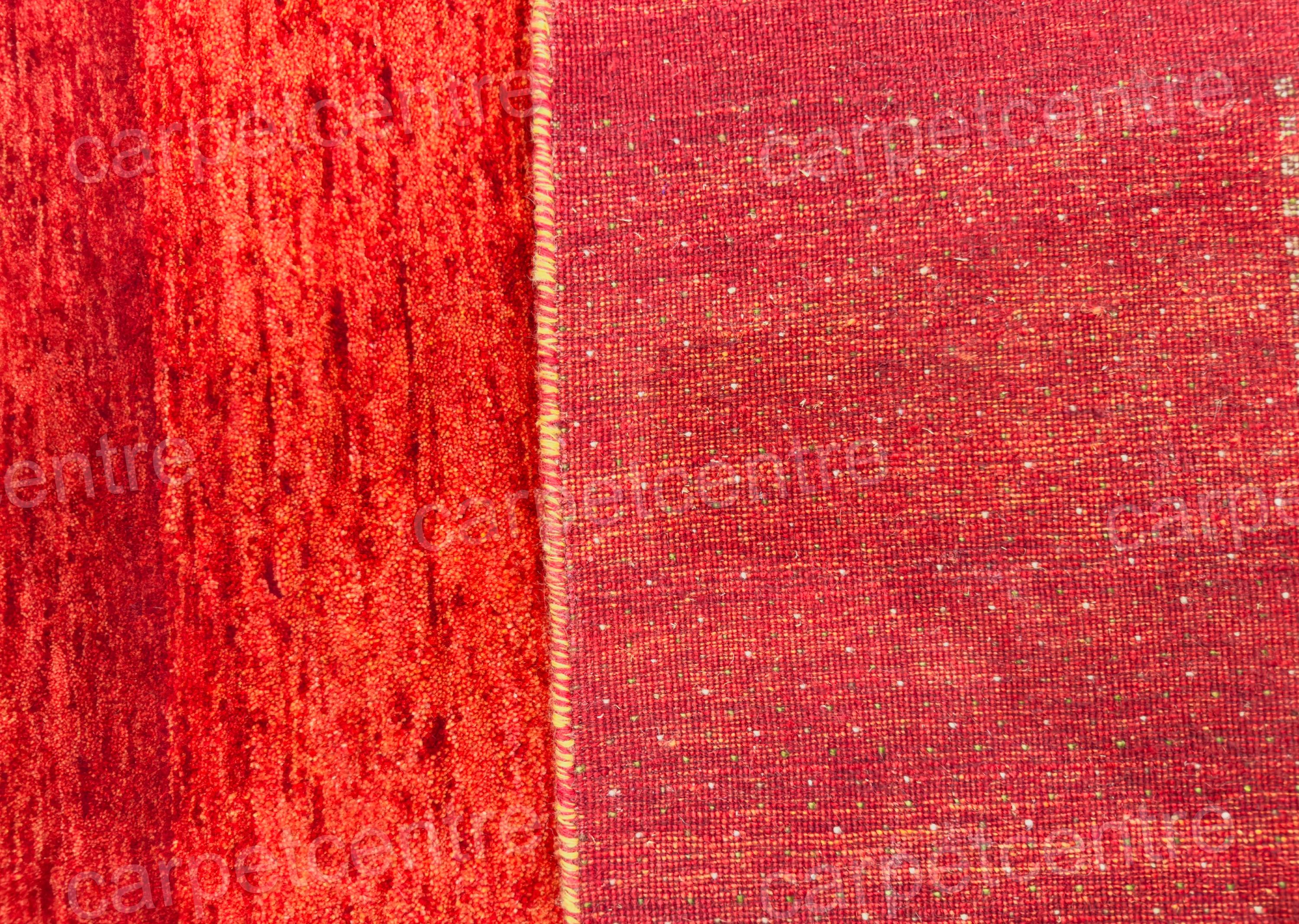 Hand-Knotted Lincoln Wool Rug: Red Gabbeh Style, 7'11" x 5'6"