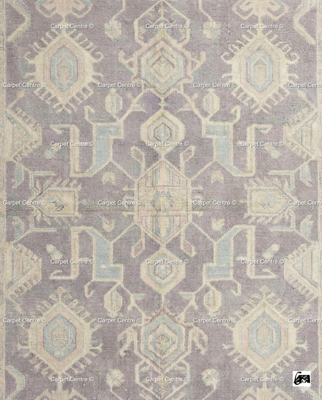 Muted Purple Oushak Rug, Hand-Knotted Wool Geometric Pastel Home Decor