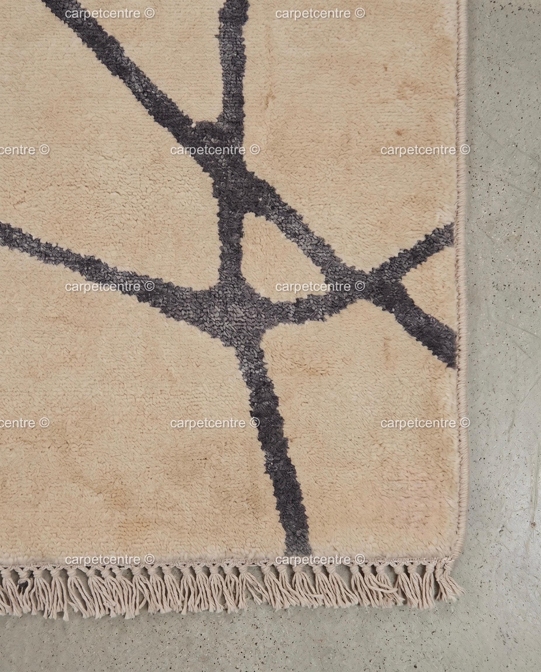 Hand Knotted Wool Rug, Abstract Line Art, Greige Charcoal Minimalist Carpet (Custom Size)