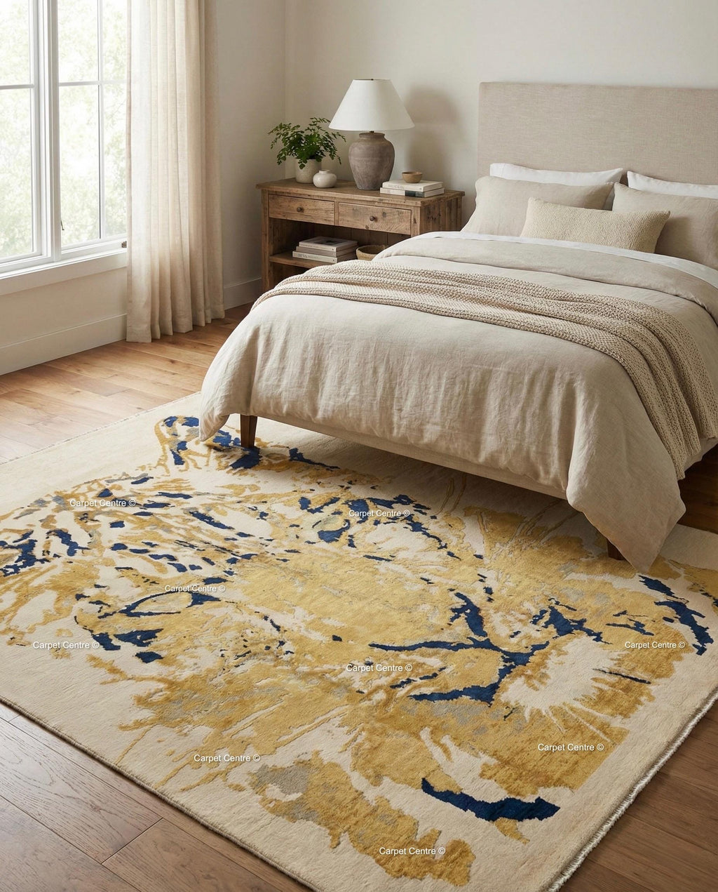 Hand-Knotted Silk Wool Abstract Tiger Oushak Rug, Modern Animal Print Area Rug