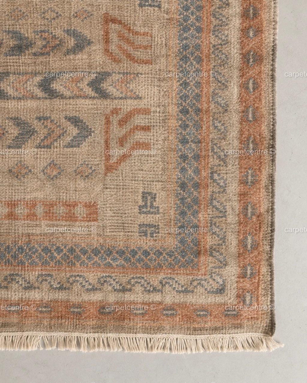 Hand Knotted Wool Oushak Rug | Geometric Tribal Boho Living Room Decor