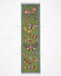 Handmade Wool Butterfly Runner Rug | Light Green Scattered Meadow Carpet