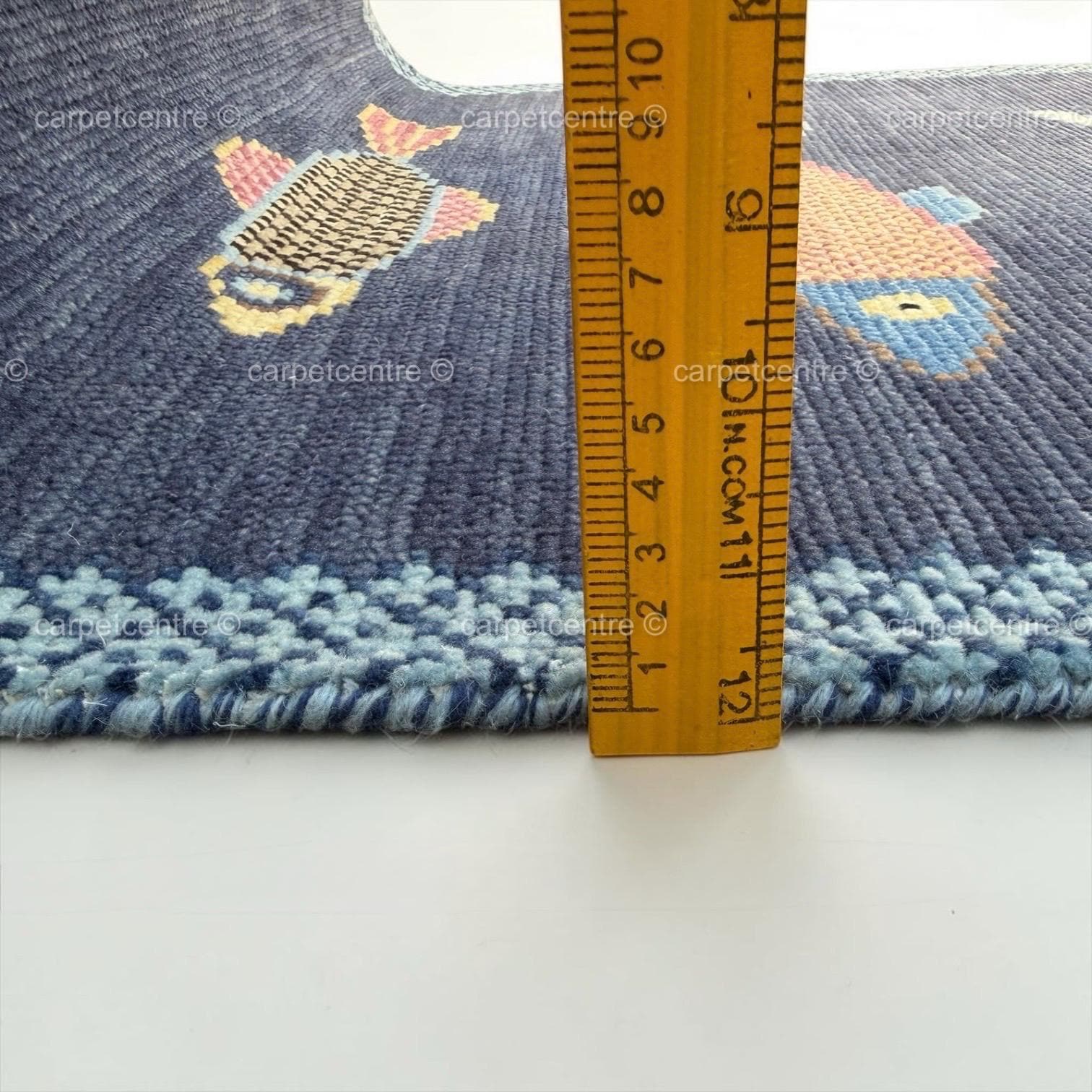 Hand Knotted Oushak Runner Rug, New Zealand Wool, Fish Motif Hallway Runner