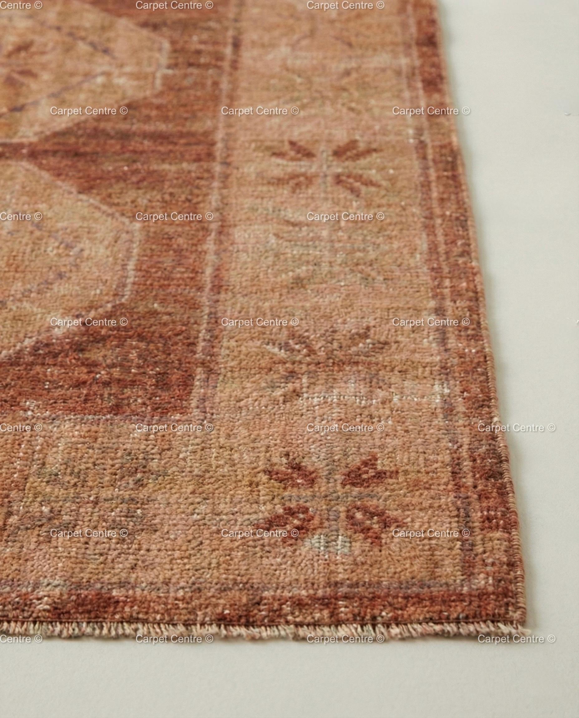 Hand-Knotted Oushak Rug | Terracotta Geometric Medallion, Southwestern Decor
