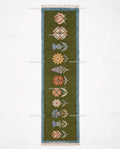 Handmade Wool Runner Rug – Olive Green Wildflower Botanical Carpet (Custom Sizes)