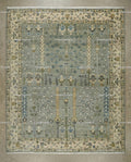 Hand Knotted Wool Oushak Rug, Muted Slate Blue Tree of Life Carpet