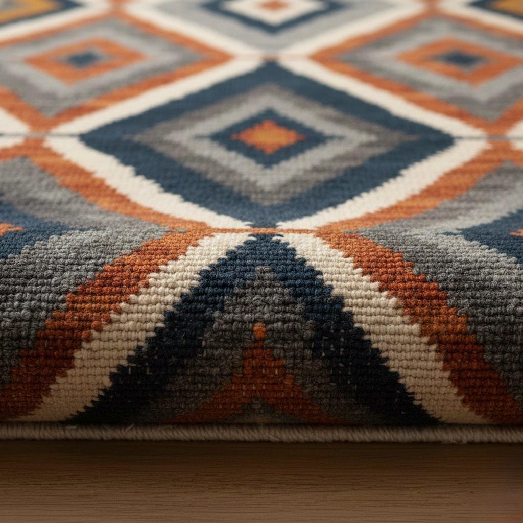 Handwoven Wool Runner Rug: Oushak Geometric Design