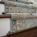 Hand-Knotted Oushak Wool Runner Rug: Pale Blue Floral Medallion