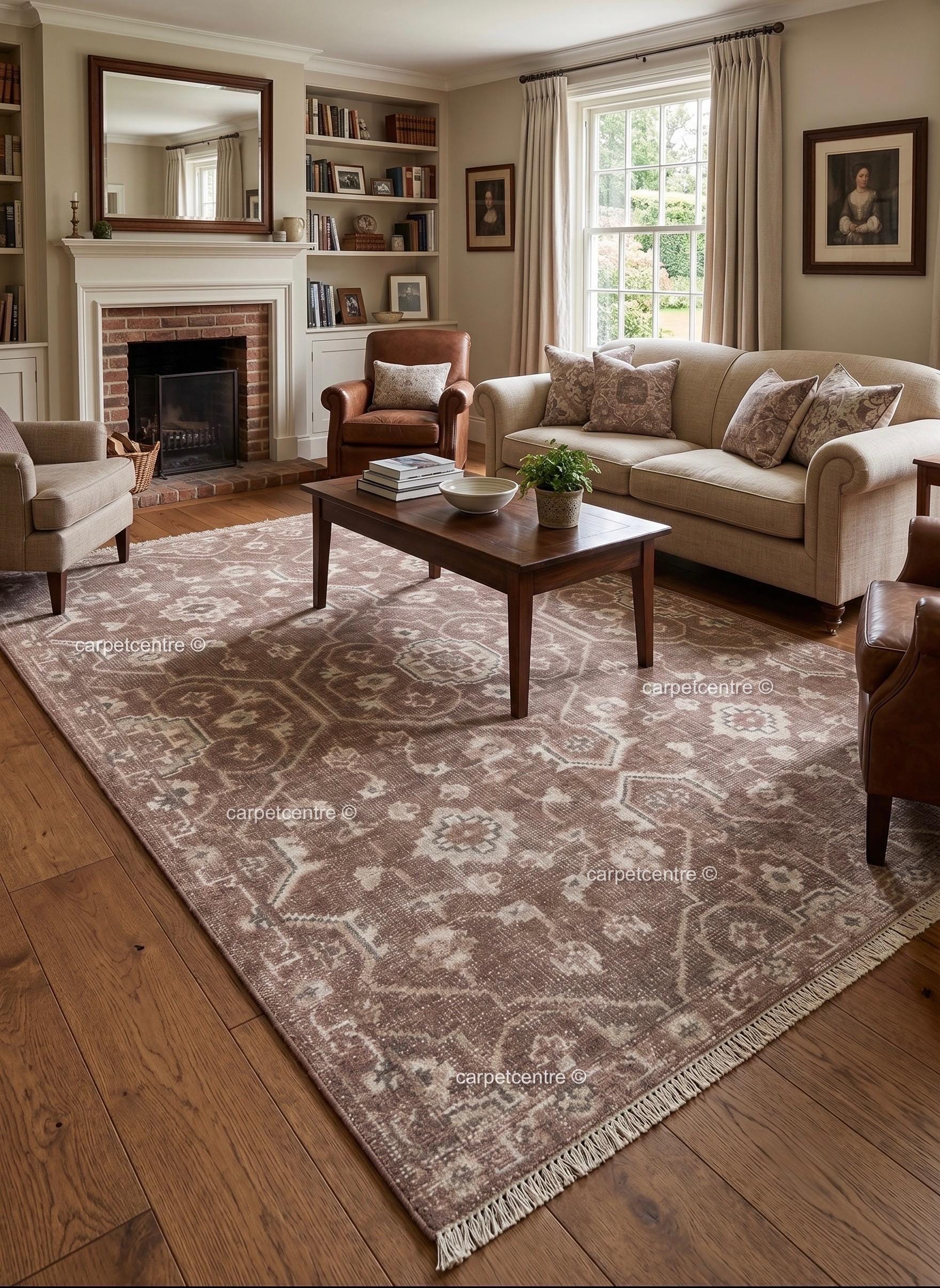 Hand Knotted Oushak Rug: New Zealand Wool, Turkish Design, Custom Sizes