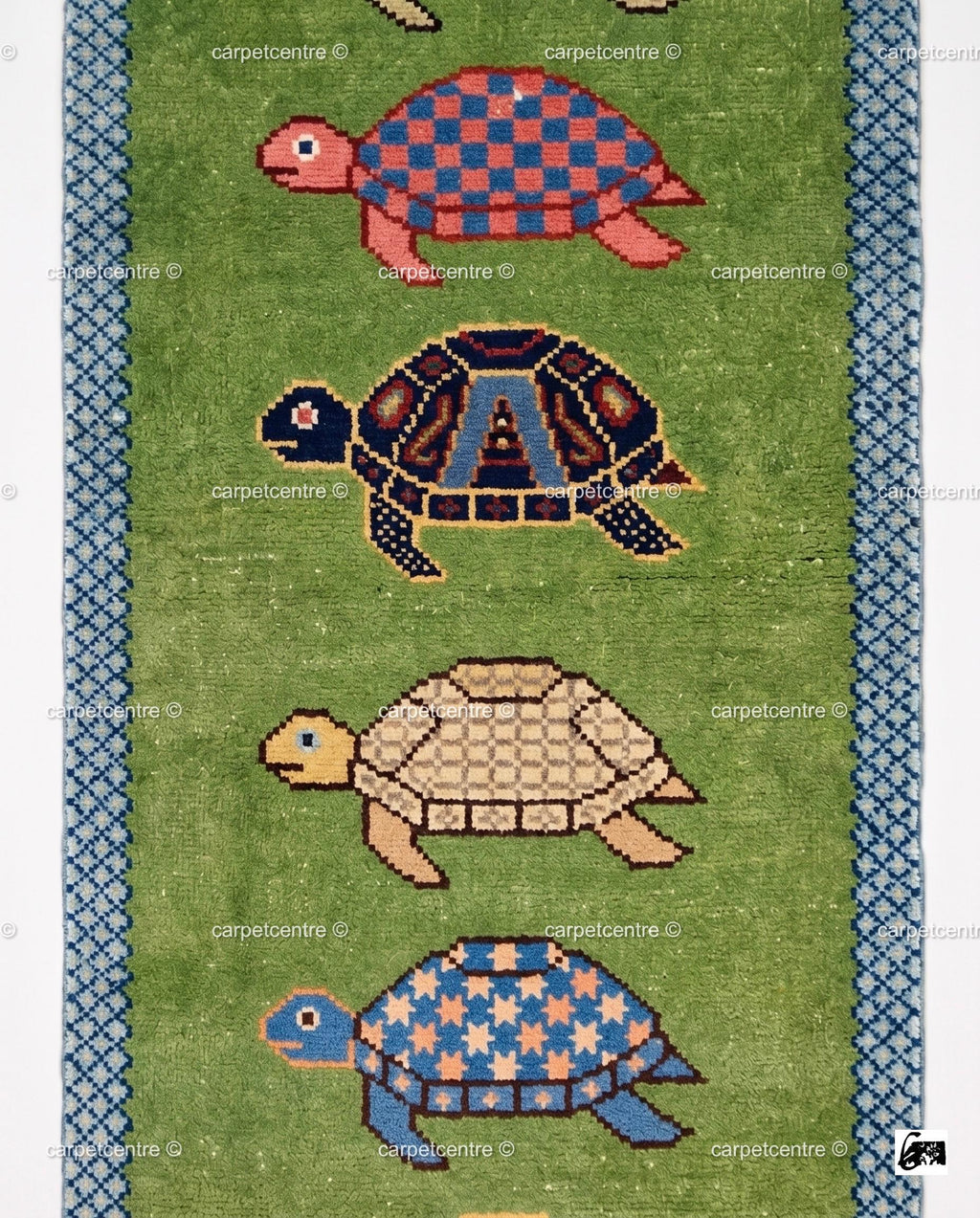 Handmade Wool Turtle Runner Rug – Colorful Tortoise Design Hallway Carpet