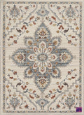 Hand-Knotted Wool Oushak Rug, Beige & Blue Medallion, Persian Style