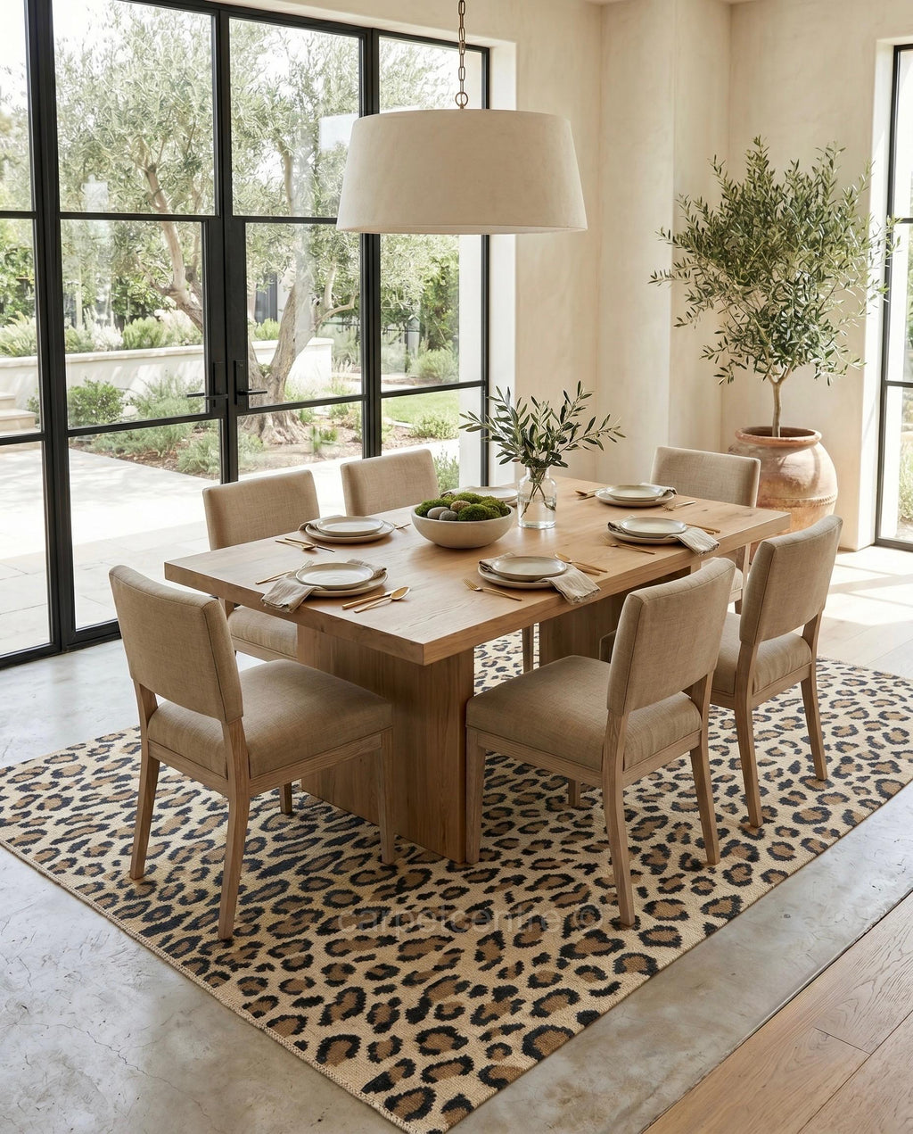 Hand Knotted Wool Leopard Print Oushak Rug, Turkish Knot Animal Area Rug