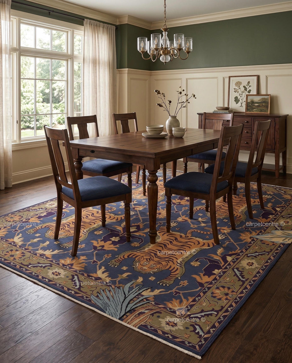 Hand Knotted Tiger Oushak Rug, 100% New Zealand Wool, Turkish Animal Motif Area Rug