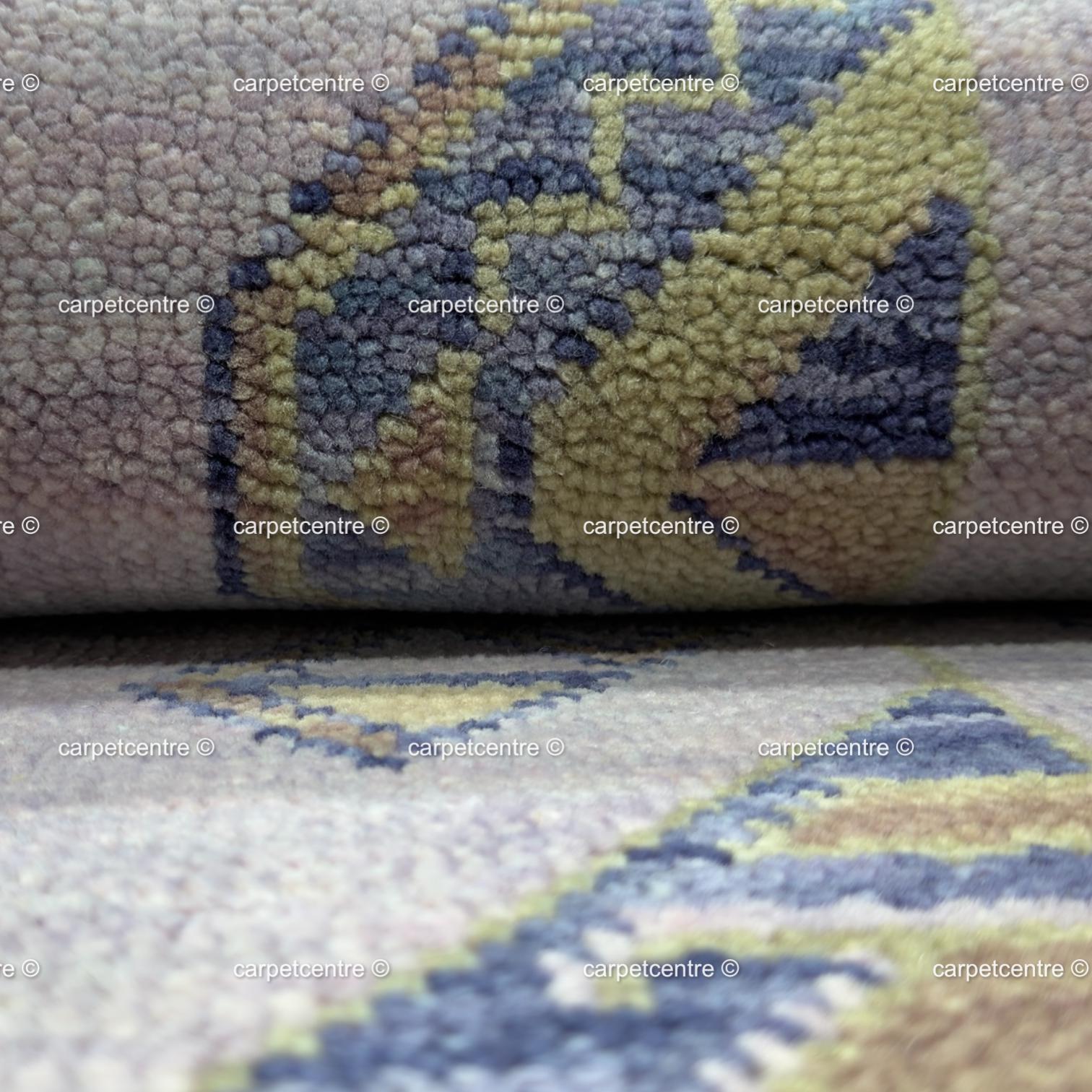 Lavender Oushak Rug, Muted Geometric Turkish Wool Carpet, Boho Bedroom Nursery