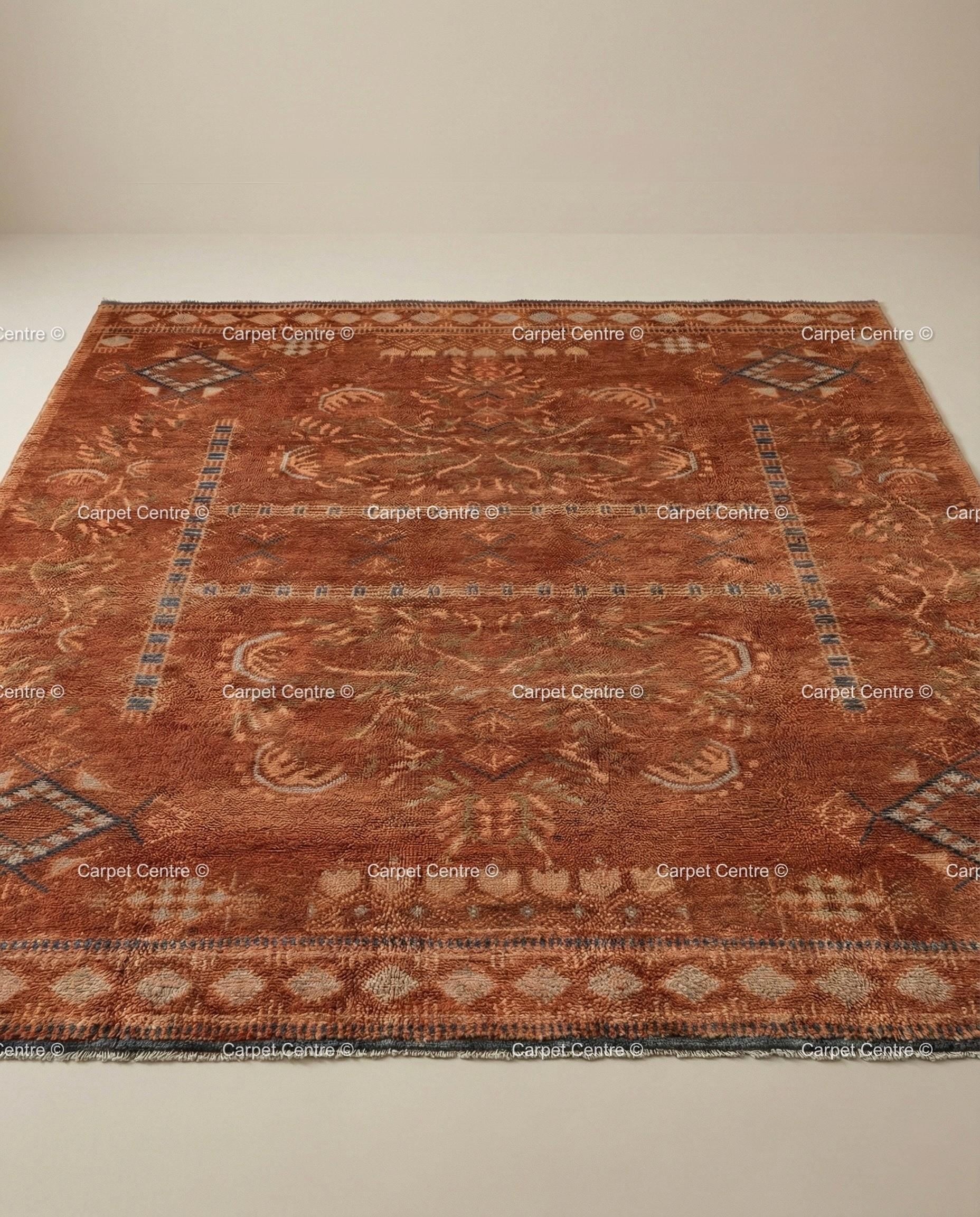 Hand Knotted Oushak Rug, Terracotta Rust Wool Pile, Turkish Knot Area Rug
