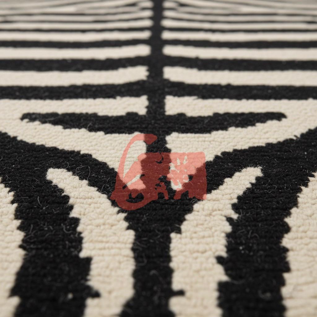Hand-Knotted Wool Zebra Print Rug, Modern Statement Rug