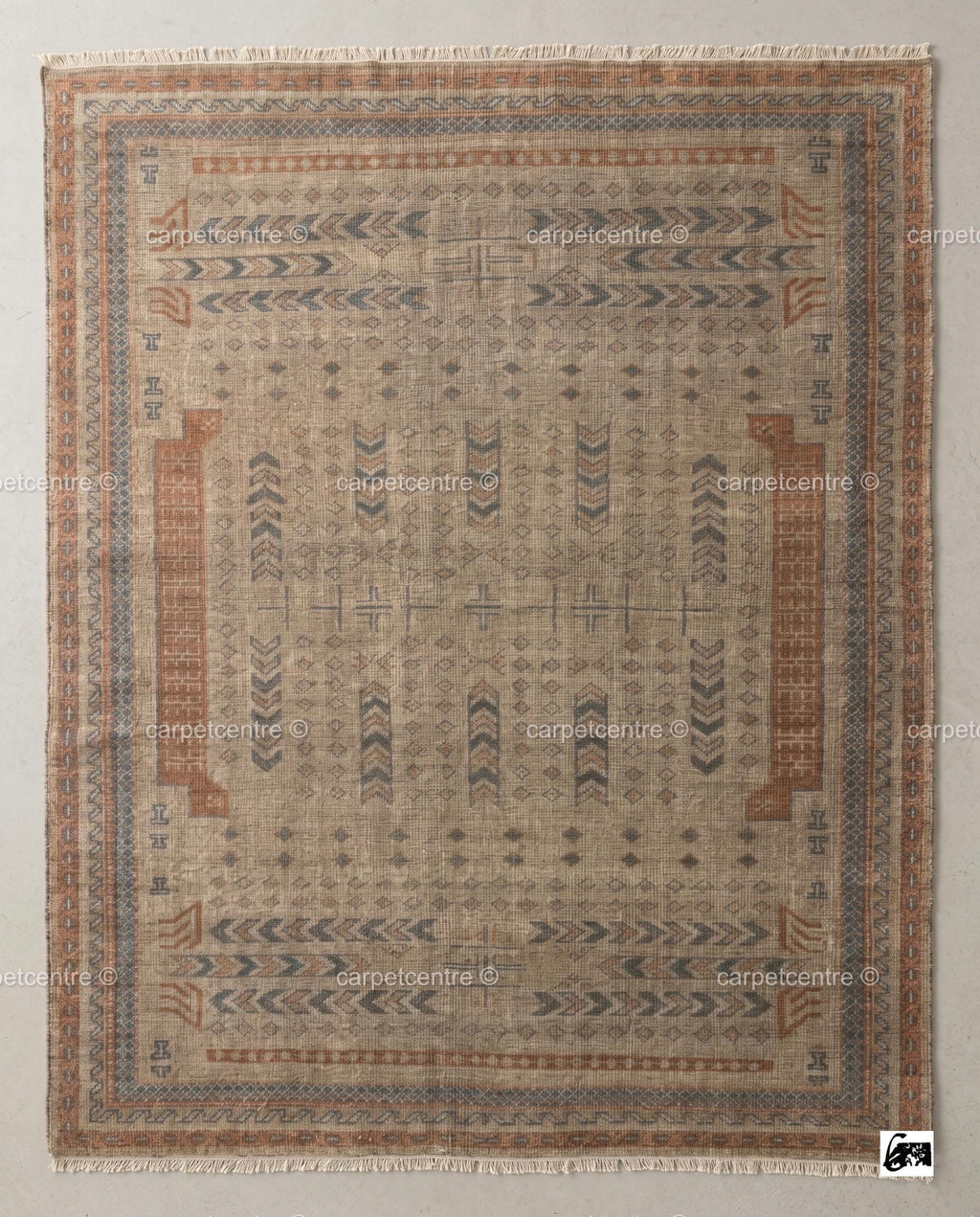 Hand Knotted Wool Oushak Rug | Geometric Tribal Boho Living Room Decor