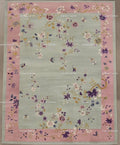 Hand-Knotted Oushak Wool Rug: Pastel Chinoiserie Floral Design