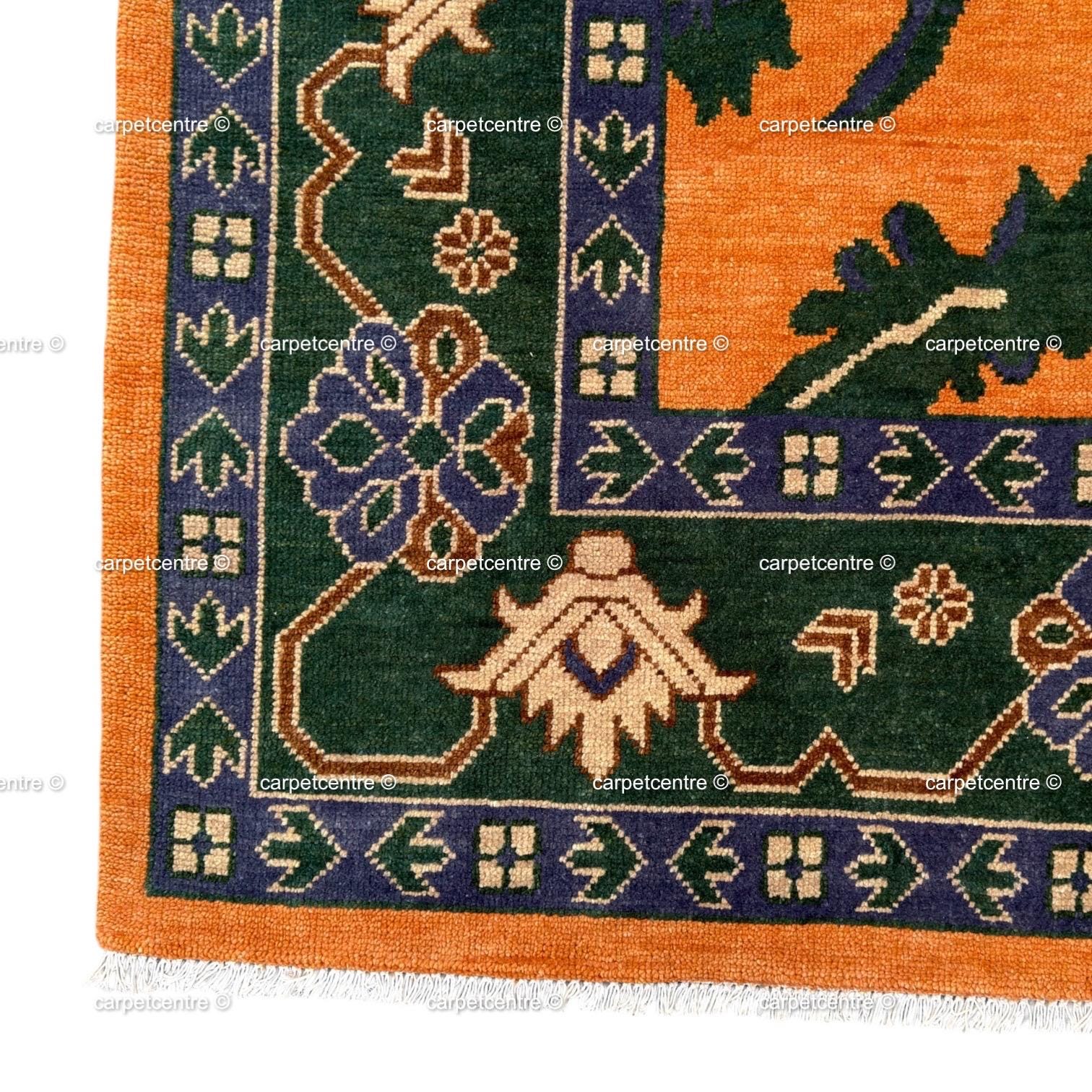 Hand Knotted Wool Oushak Rug | Terracotta, Sage & Burnt Orange