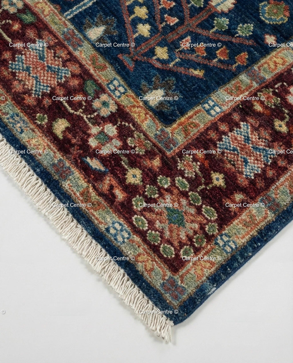 Handmade Navy Blue Oushak Rug | Tree of Life Wool Area Rug