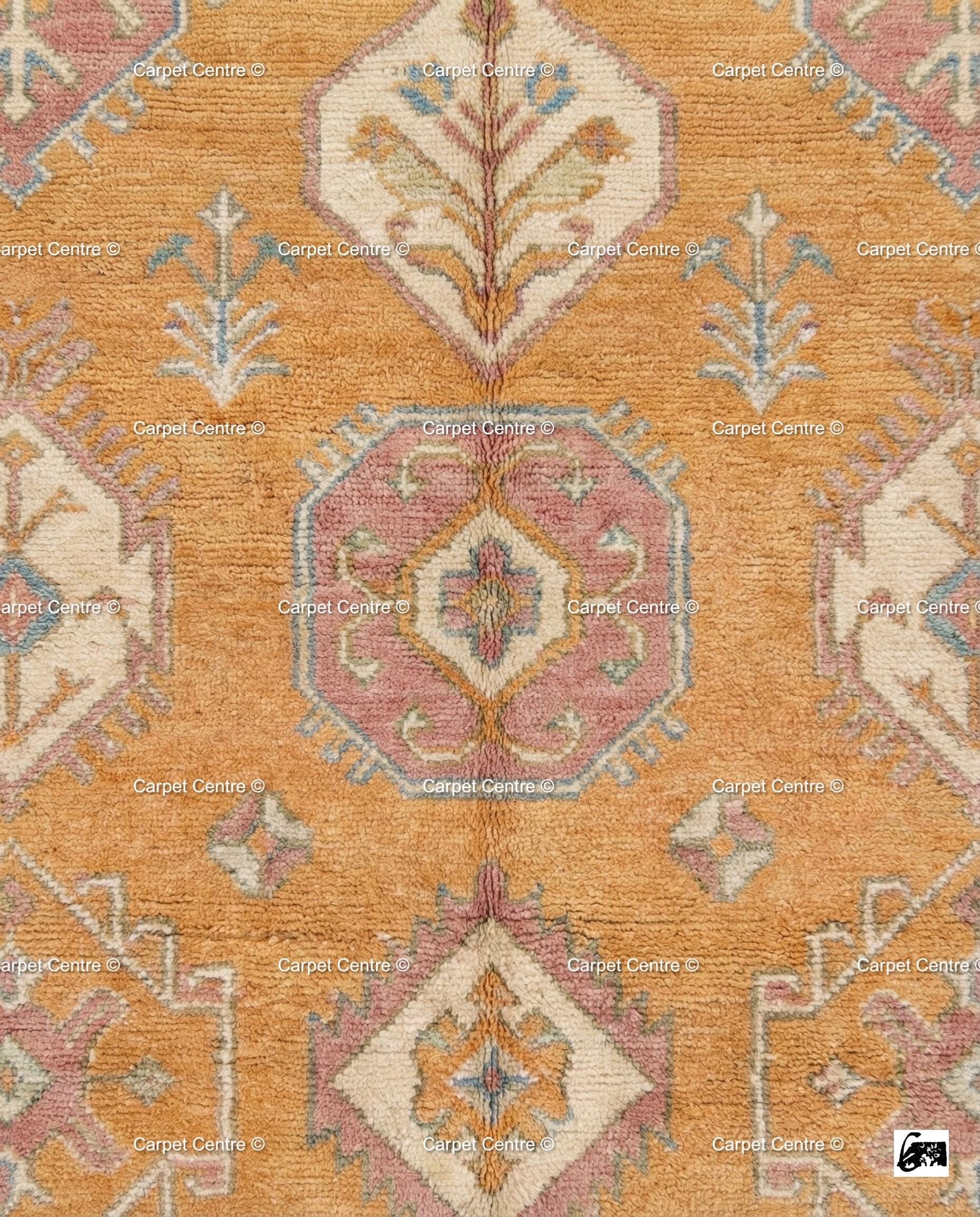 Golden Yellow Oushak Rug, Hand Knotted Wool 8x10, Sunset Boho Decor