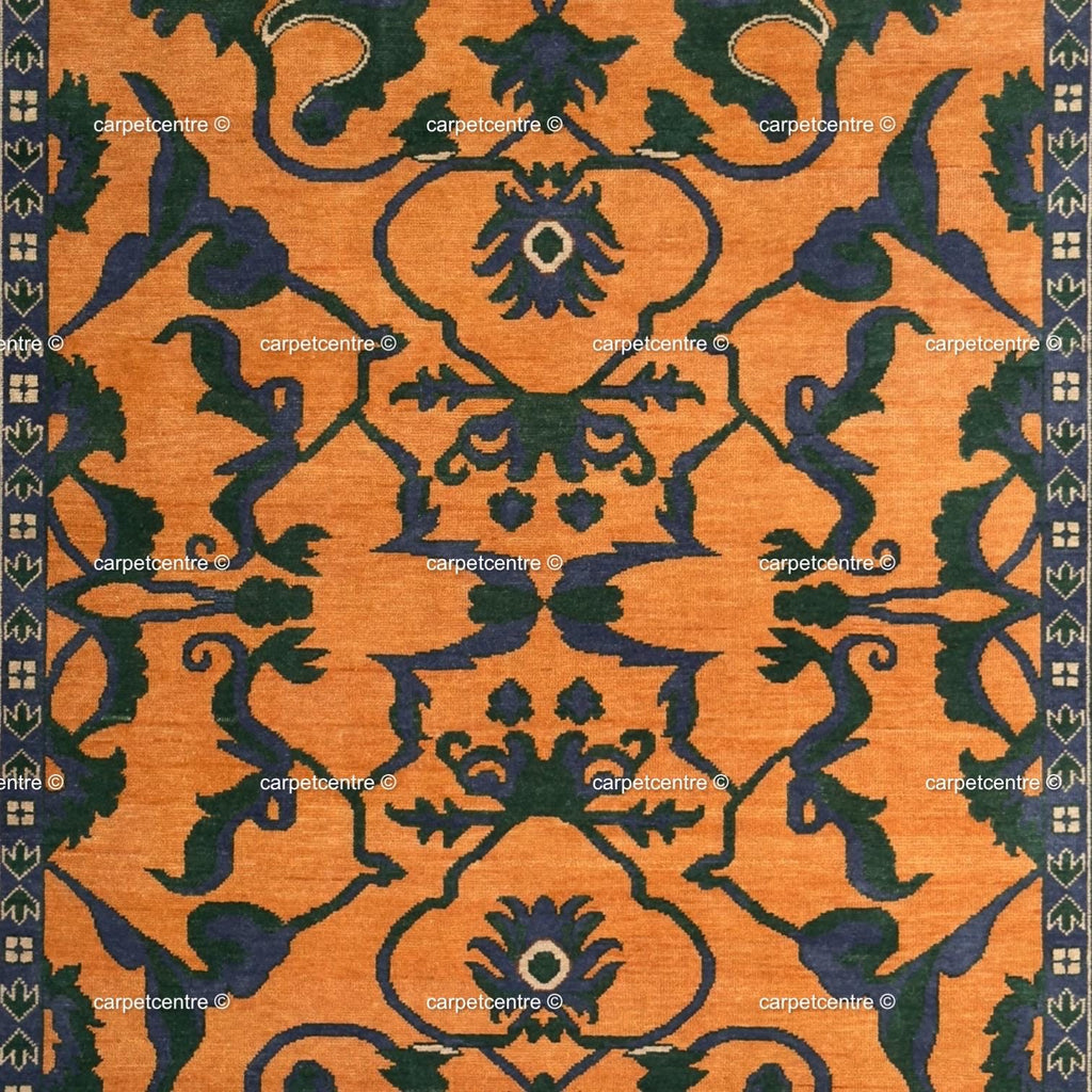 Hand Knotted Wool Oushak Rug | Terracotta, Sage & Burnt Orange