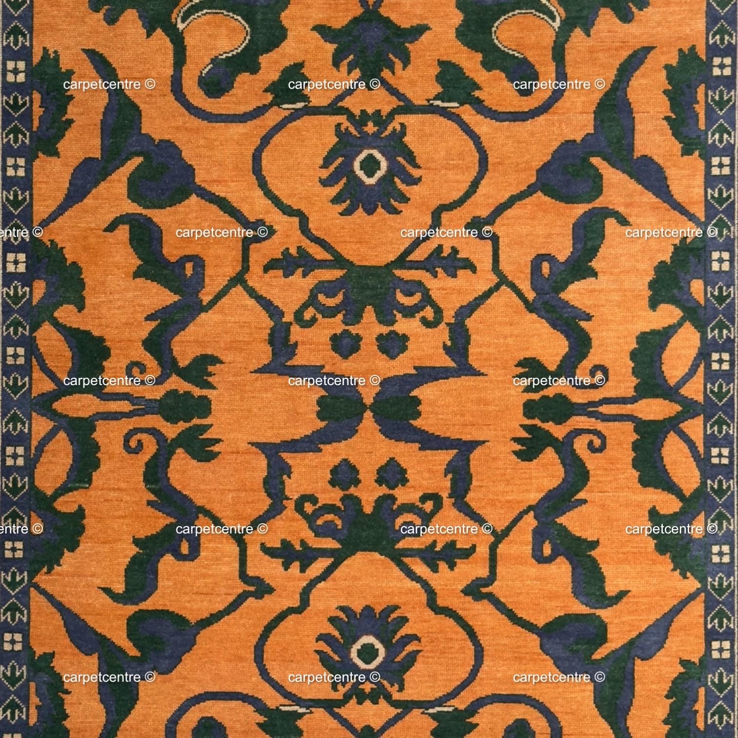 Hand Knotted Wool Oushak Rug | Terracotta, Sage & Burnt Orange