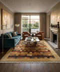 Hand-Knotted Wool Area Rug | Patchwork Tribal Geometric Design (8x6)